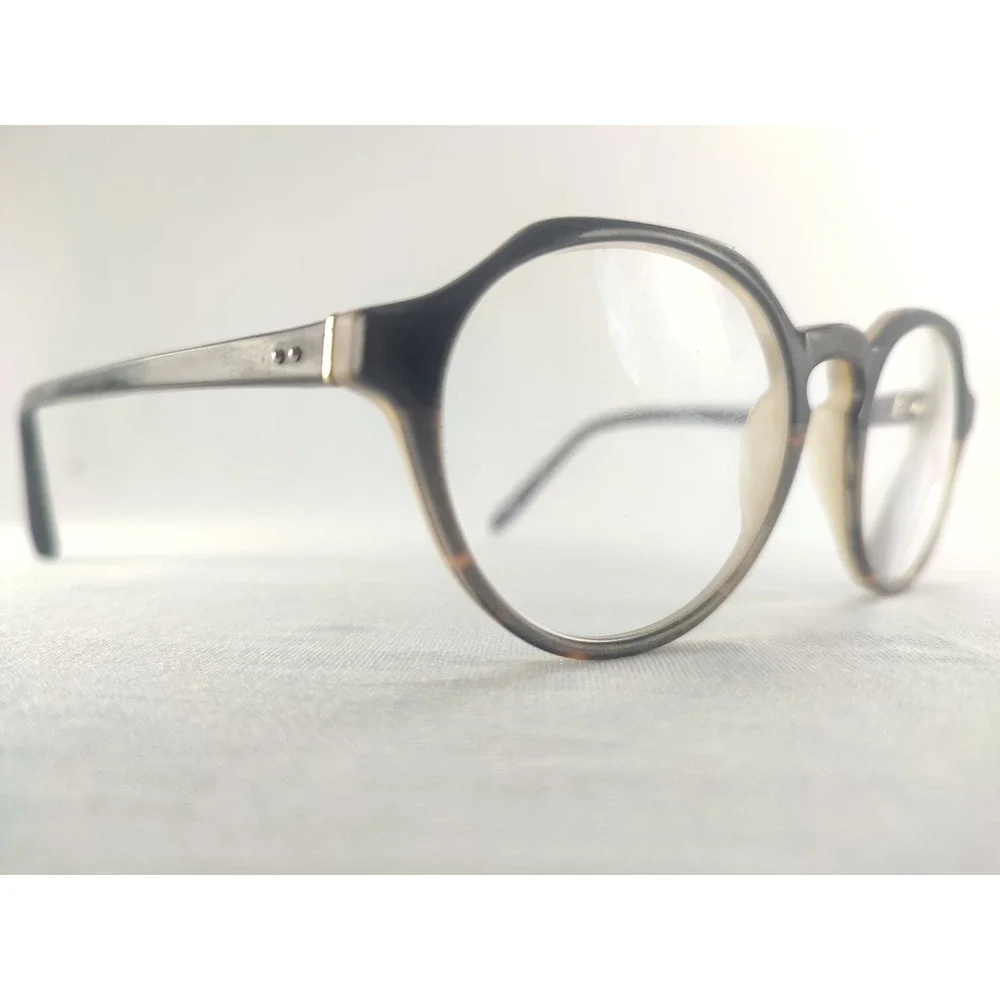 Linda Farrow Luxe Round Optical Eyeglass Frames 48-20-145 Gray Tortoise Acetate